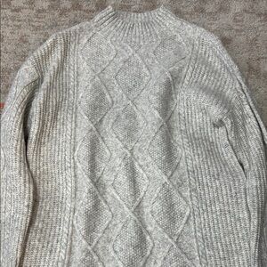 Gray Cable Knit Sweater Dress